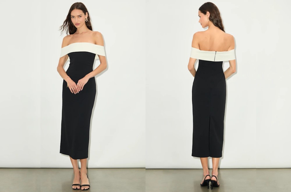roselyn-black-and-white-off-the-shoulder-midi-dress