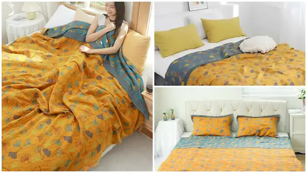 ownkoti-ginkgo-leaf-pattern-cotton-reversible-quilt